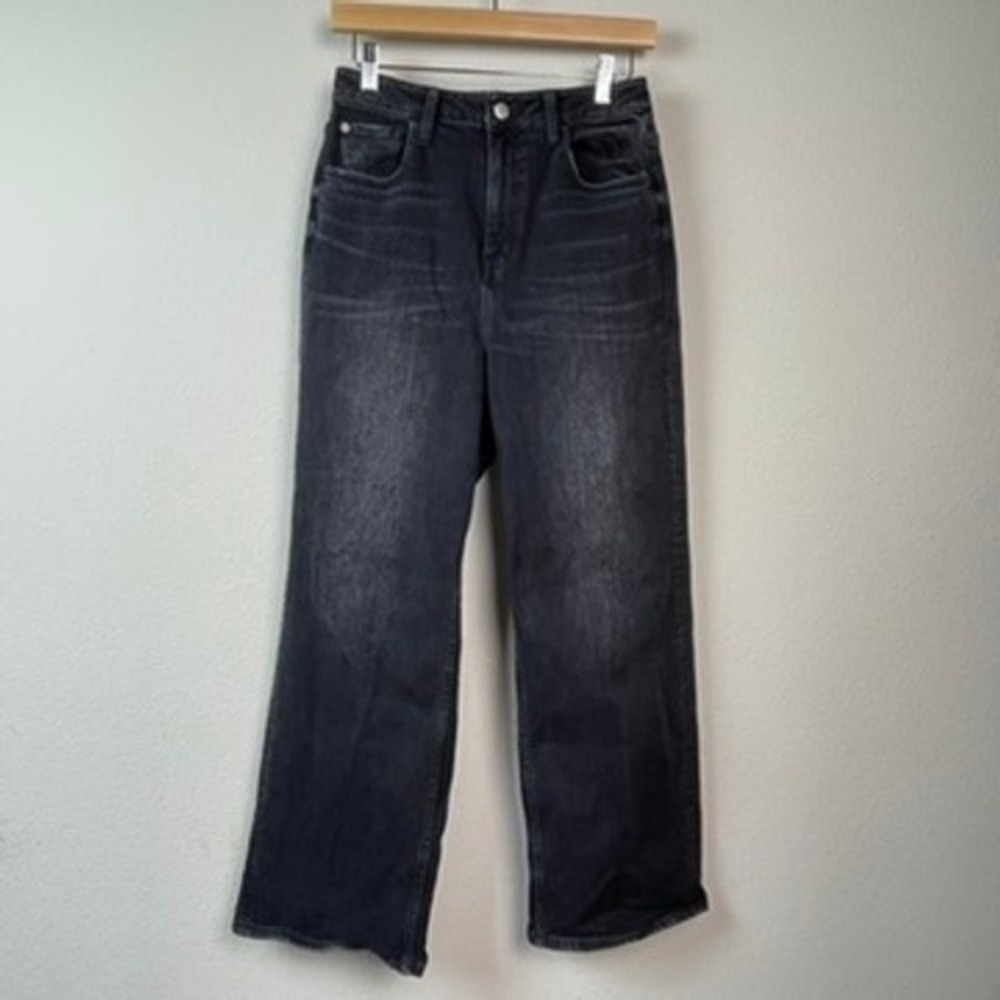 Healthy Denim Wide Leg Jeans Womens Black High Rise 25 Faded Grunge Chic